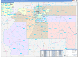 Denver-Aurora-Lakewood Metro Area Wall Map Color Cast Style 2024